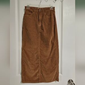 Brown Corduroy Midi Skirt